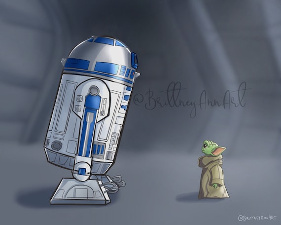 見事な Baby Yoda R2D2 Mandalorian Art, Star Wars Print, Star Wars トップス