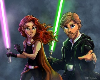 Impression murale de Mara Jade Luke Skywalker Star Wars | Cadeaux Star Wars pour lui