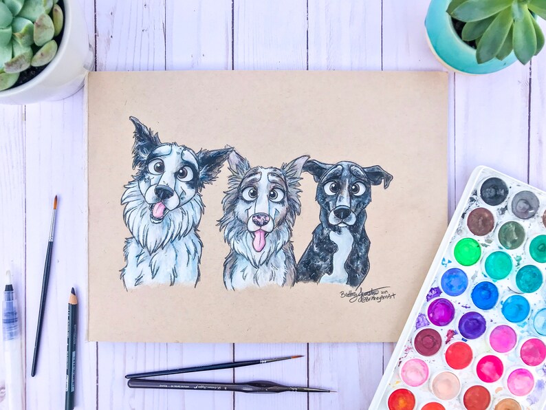 Disney Style Cartoon Pet Portrait Pet portrait pillow | Etsy