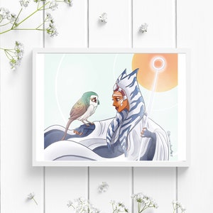 Ahsoka Tano Star Wars Art, Star Wars Drawing, Star Wars Rebels, Star Wars Poster, Jedi Star Wars Office Decor, Geek Gift, Star Wars Gift image 3