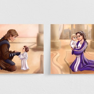 Star Wars Prints, Star Wars Drawing, Anakin Skywalker Princess Leia Padme Amidala Luke Skywalker Star Wars Nursery Decor, Star Wars Gift