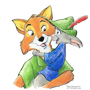 Disney Robin Hood Disney Print, Robin Hood Fanart, Disney Decor, Disney Christmas Gifts, Robin Hood Disney Room Decor, Disney Art