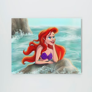 Ariel Disney Canvas Art, Little Mermaid, Princess Ariel, Ariel Wall Art, Disney Princess Art, Disney Office Decor, Disney Princess Wall Art