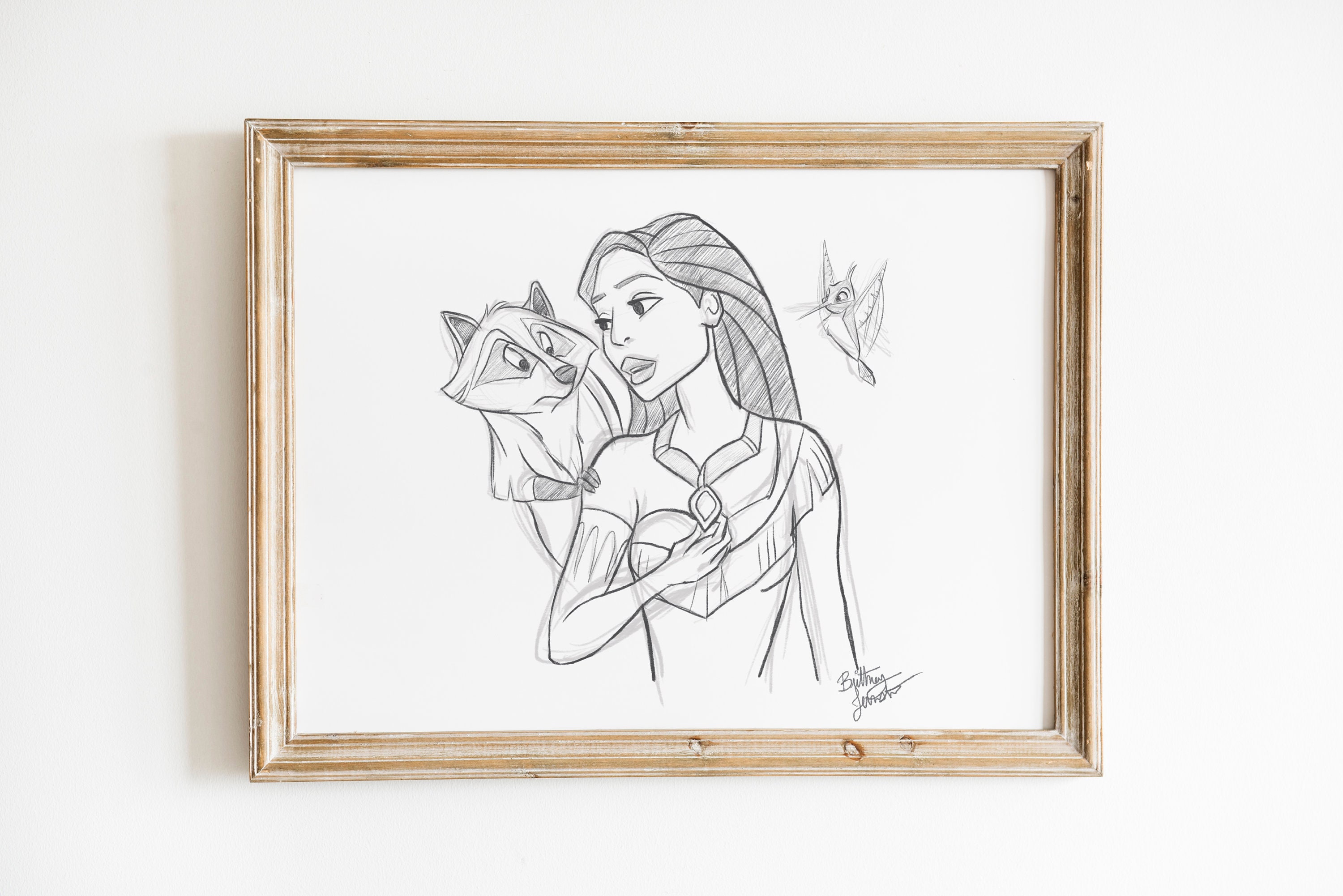Pocahontas Disney Skizze Kunstdruck Disney Prinzessin Disney Etsy