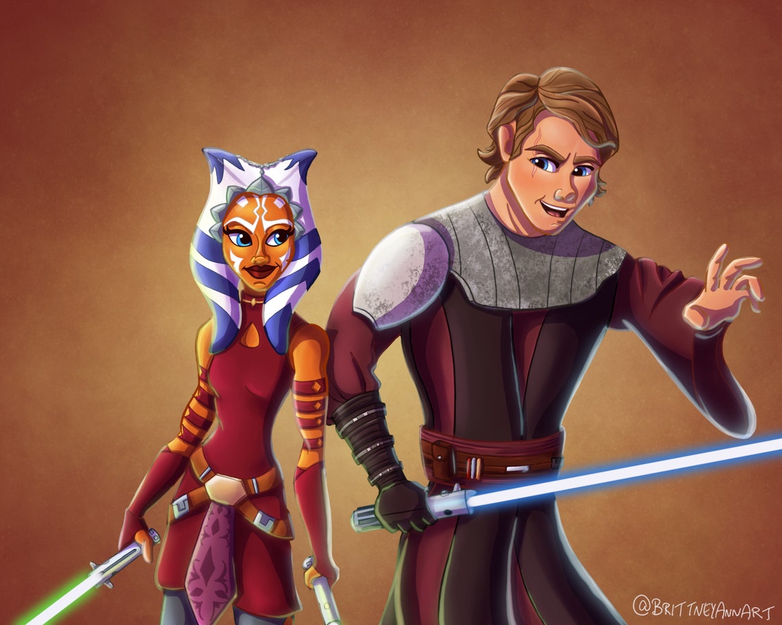 Ahsoka Tano Anakin Skywalker Star Wars Art Print Clone Wars Etsy