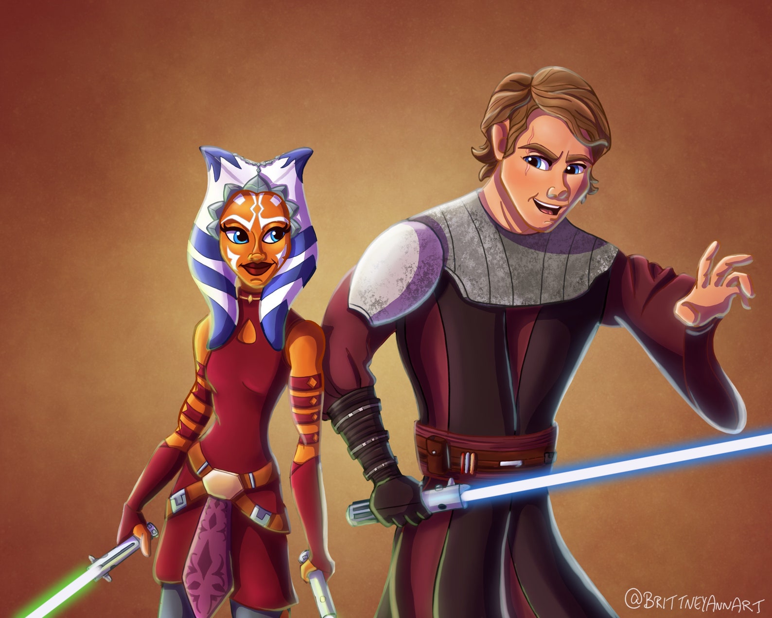 Ahsoka Tano Anakin Skywalker Star Wars Art Print Star Wars Etsy