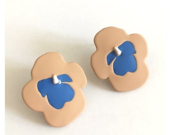 PAINTED TOUCH Hand-Painted Polymer Clay Stud Earrings | Abstract Floral & Patterned Studs | Artistic Gift for Women | Two Design Options