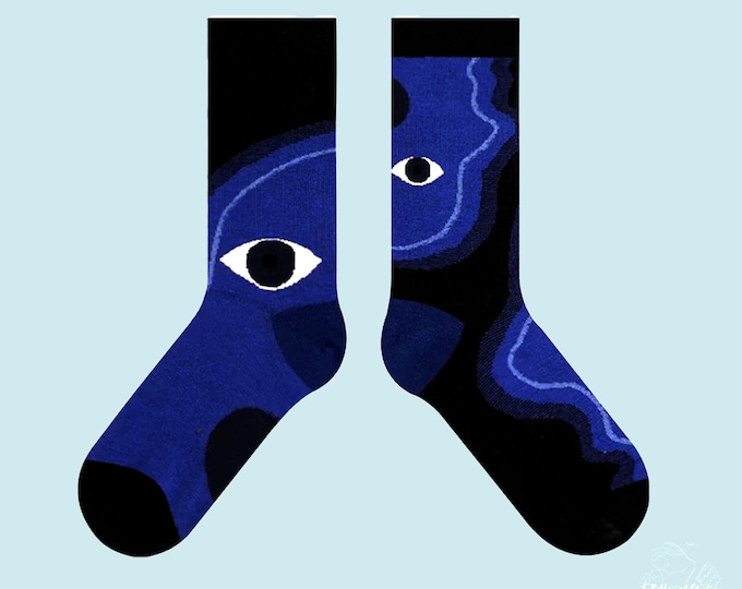 ABSTRACT COLLAGE Abstract Cotton Socks for Her | Graphic Crew Socks ...
