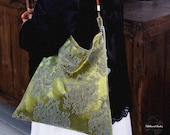 EMPRESS JADE Chinoiserie Shoulder Bag | Chinese Brocade Moss Tote | Chartreuse Green Hobo Purse | Textile Art Handbag