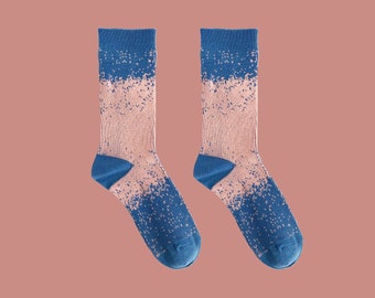 SUMMER SUNSET unisex soft cotton art socks | funky gradient color socks | unique novelty crew socks | holiday gift for her & him