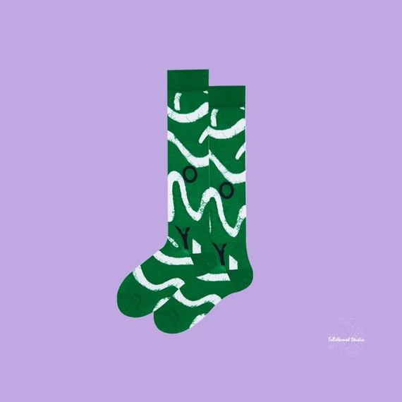 green dress with beige shoes Rex - Forest Green And Navy Premium Pattern Bamboo Socks