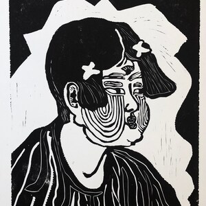 Tang Dynasty Court Lady Original Linocut block print block print original block print LARGE block print image 3