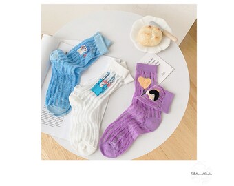 AFTER SCHOOL Summer Fun Socks - Soft Sheer Socks - Crystal Silk Socks - Crazy Socks - Funky Socks - Cute Socks  - Transparent Summer Socks