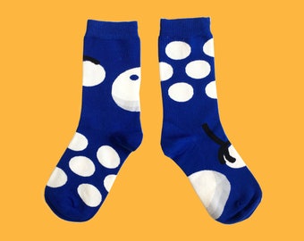 KLEIN BLUE unisex cotton fun crew socks | klein blue art pattern socks | funky novelty fashion socks | unique crazy socks | gift for him/her