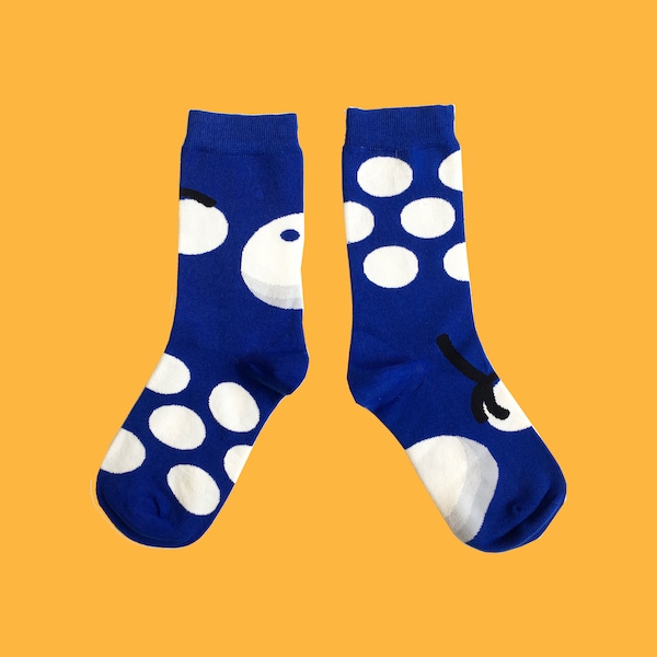 KLEIN BLUE unisex cotton fun crew socks | klein blue art pattern socks | funky novelty fashion socks | unique crazy socks | gift for him/her