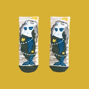 CUTE MERMAID Low Ankle Socks | Under the Sea Cotton Socks | Cute Ocean-Inspired Gift | Unisex Fun Summer Socks | Mermaid Lover Socks