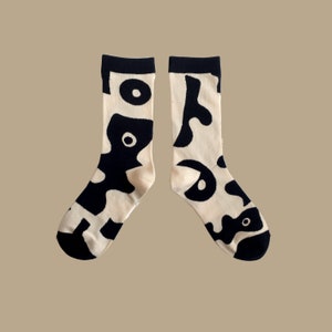 ABSTRACT COLLAGE fun art pattern socks | crazy funky crew socks | unique novelty fashion socks | cozy cotton socks | gift idea | spring gift