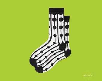 BILLY BALLS black white holiday gift - black white fun socks - soft sheer socks - crystal silk socks - crazy funky socks - transparent socks