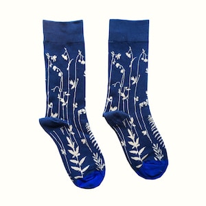 CURLED FERN fun plants patterned socks colorful art socks novelty funky socks soft cotton crew socks gift for her image 2