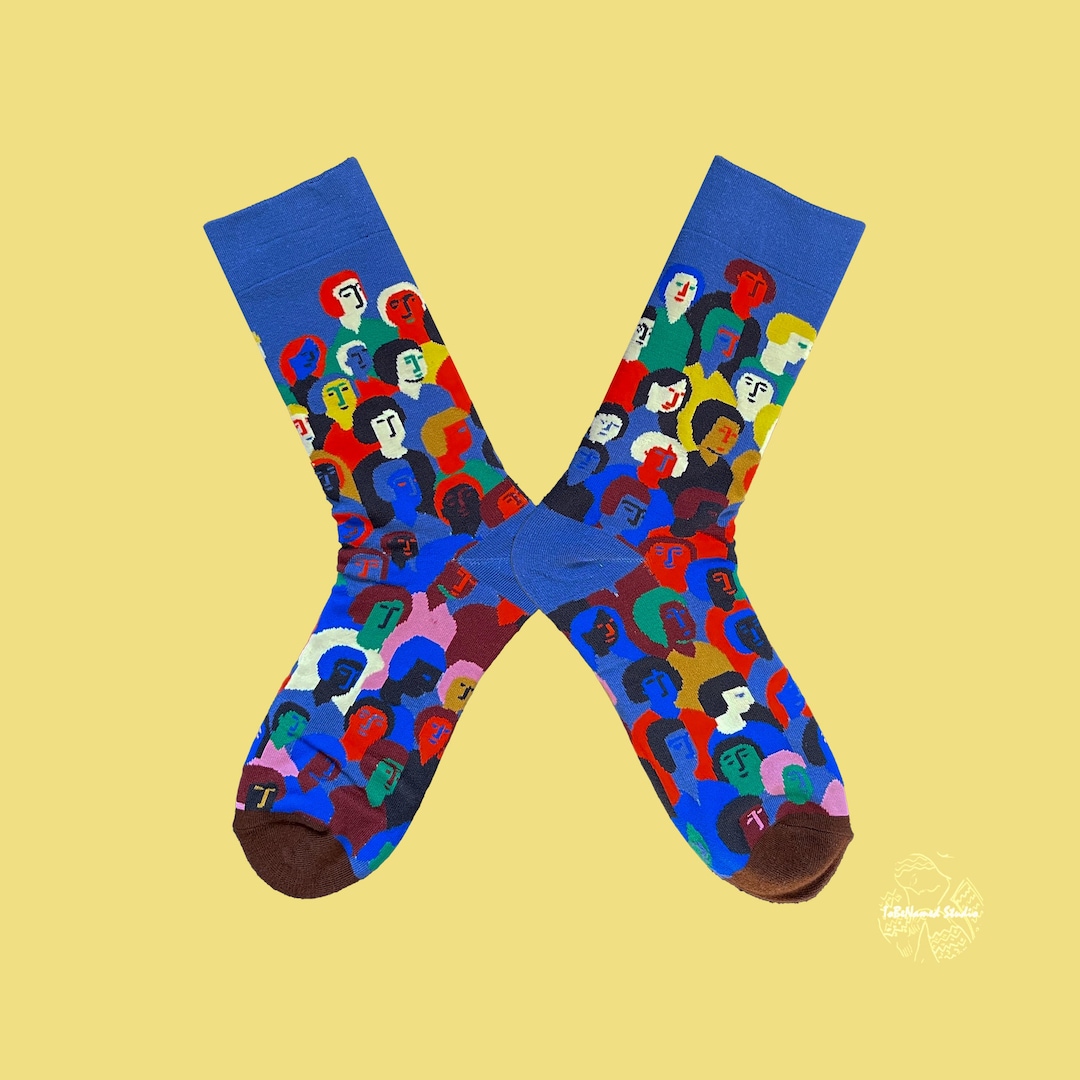 Socks Abstract NEW YORKERS Novelty Crew Socks | Abstract Face Pattern Socks for ...