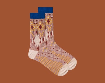 BUDAPEST unisex cotton art crew socks | colorful fun pattern socks | unique novelty fashion socks | cozy chic socks | holiday gift