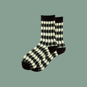 MAGIC WAVES unisex fun cotton art crew socks | unique novelty socks | abstract pattern socks | cozy fashion socks | holiday gift for her/him