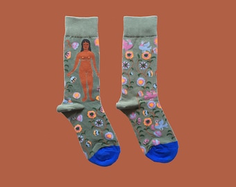 PAUL GAUGUIN island art socks | colorful pattern socks | unique funky socks | cozy cotton socks | impressionism fashion socks | gift for her