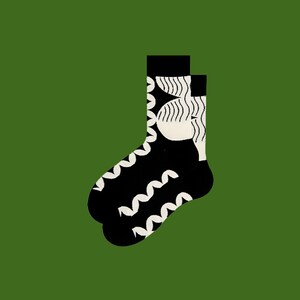 BAUHAUS SKETCH fun black white fashion socks | art pattern socks | cozy cotton crew socks | unique novelty socks | socks gift idea