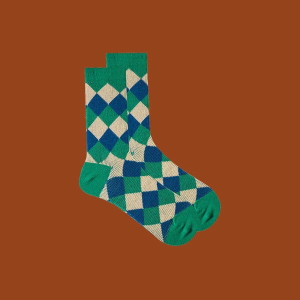 EAST LONDON fun art pattern crew socks | unisex cotton cozy fashion socks | dress socks for men | patterned novelty socks | holiday gift