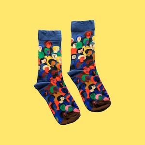NEW YORKERS fun patterned art socks | colorful funky crew socks | colorful fashion socks | cozy cotton socks | novelty crazy socks
