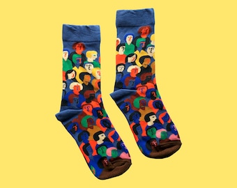 NEW YORKERS fun patterned art socks | colorful funky crew socks | colorful fashion socks | cozy cotton socks | novelty crazy socks