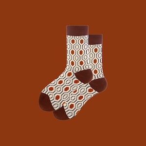 MAZE CASTLE fun patterned art socks | colorful geometry pattern socks | funky crew socks | novelty fashion socks | cozy cotton socks