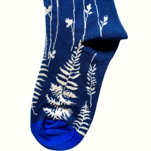 CURLED FERN fun plants patterned socks colorful art socks novelty funky socks soft cotton crew socks gift for her image 3