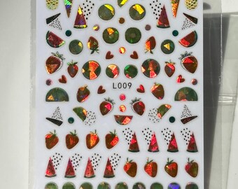 Holographic Fruit Nail Stickers: Summer Nail Art Decals