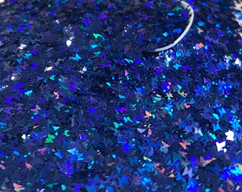 Dark Blue Butterfly Holographic Glitter - Nail Art, Makeup, Crafts - Cosmetic Grade for Stunning Nails & Makeup