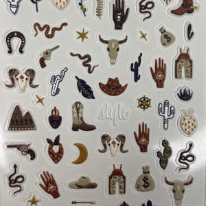 Western Nail Stickers 5D Wild West, Cowboy/Cowgirl, Rodeo Inspired Nail Stickers