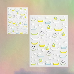 shooting star cloud 5d nail stickers, nail decal art, embossed nails, press on nails art