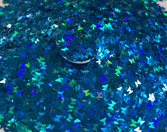 Light Blue Butterfly Holographic Glitter - Nail Art, Makeup, Crafts - Cosmetic Grade for Stunning Nails & Makeup