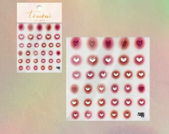 pink blush heart 5d nail stickers, blush heart design nail decal art, embossed nails, press on nails art