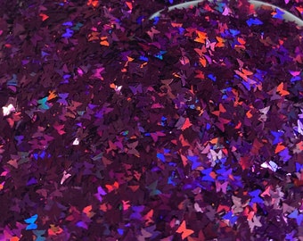 Dark Purple Butterfly Holographic Glitter - Nail Art, Makeup, Crafts - Cosmetic Grade for Stunning Nails & Makeup