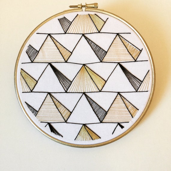 Geometrical Gold Embroidery Hoop Embroidery gift Hand Etsy