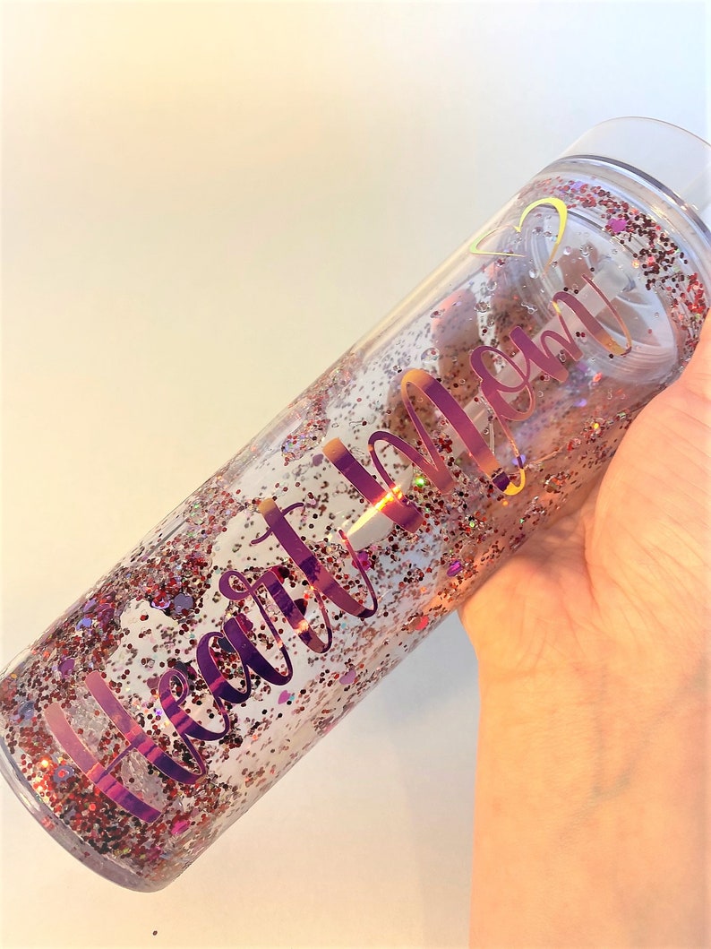 Custom snow globe glitter tumbler 16oz skinny tumbler Etsy