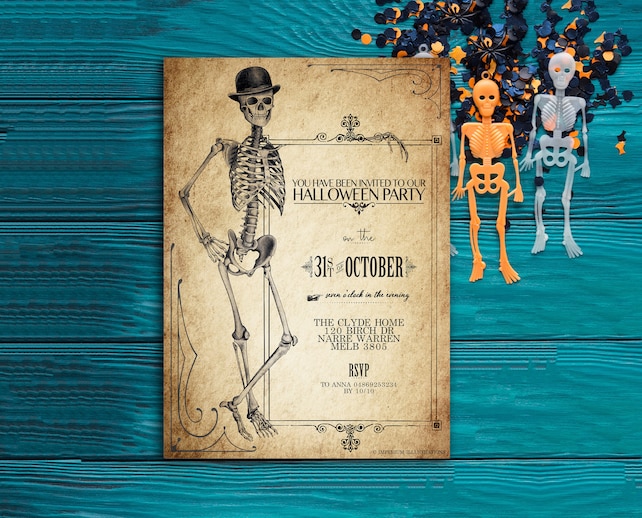 Printable Halloween Vintage Antique Party Invitation