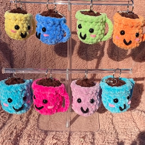 Mini Coffee Cup Keychain - Handmade Crochet Keychain