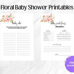 Cinq jeux floraux de douche de bébé fille imprimables, idées amusantes de baby shower, belles feuilles de jeu, jeux imprimables, téléchargement instantané, Boho, bricolage