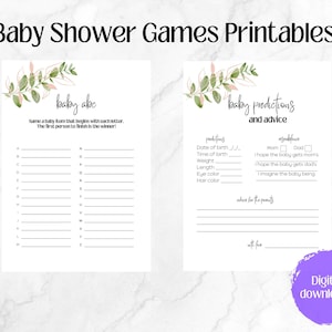 Cinq jeux de baby shower imprimables, idées amusantes de baby shower, belles feuilles de jeu de verdure, jeux imprimables, téléchargement instantané, Boho, bricolage