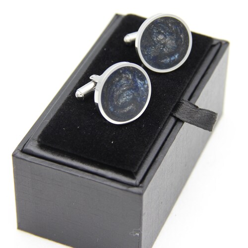 Queen City Silver selling Diamond Cast Cufflinks, Galaxy Cufflinks with Diamond Dust, Groom Gift, Groomsmen Gift, Handmade Cufflinks