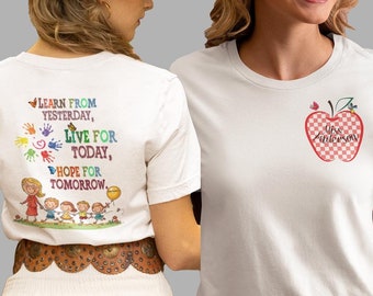 Back To School shirt, Customized Teacher Shirt, Personalized Teacher Name Shirt, Teacher Gifts,  First Day of School shirt, Learn Live Hope