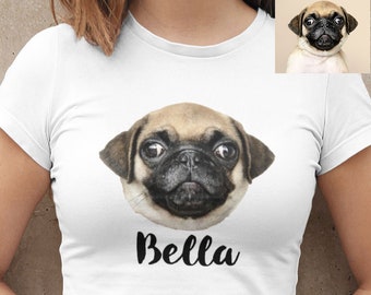 Custom Dog Shirt, Custom Pet Face Shirt, Custom Pet Portrait, Pug Dog Mom Shirt, Gifts for Dog Cat Lovers,  Pet photo Shirts, Pet loss gifts