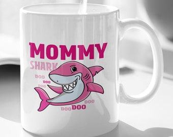 Mommy Shark Mug, Daddy Shark Mug, Pregnancy Announcement Mug, Cups Coffee Mug, Shark Doo Doo Mug, Couples Mugs for New Mom and Dad